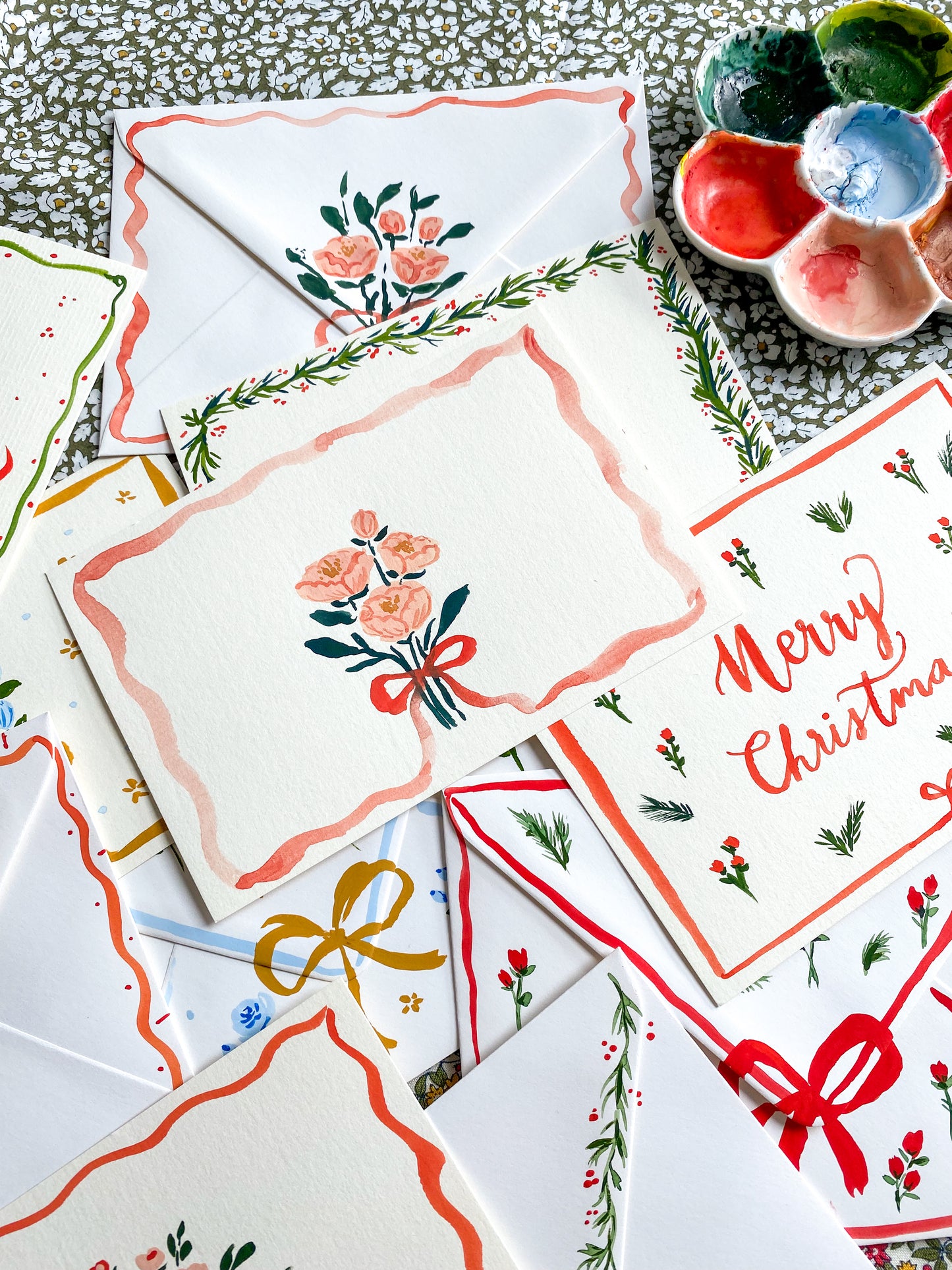 MERRY CHRISTMAS, Original Hand-Painted Set