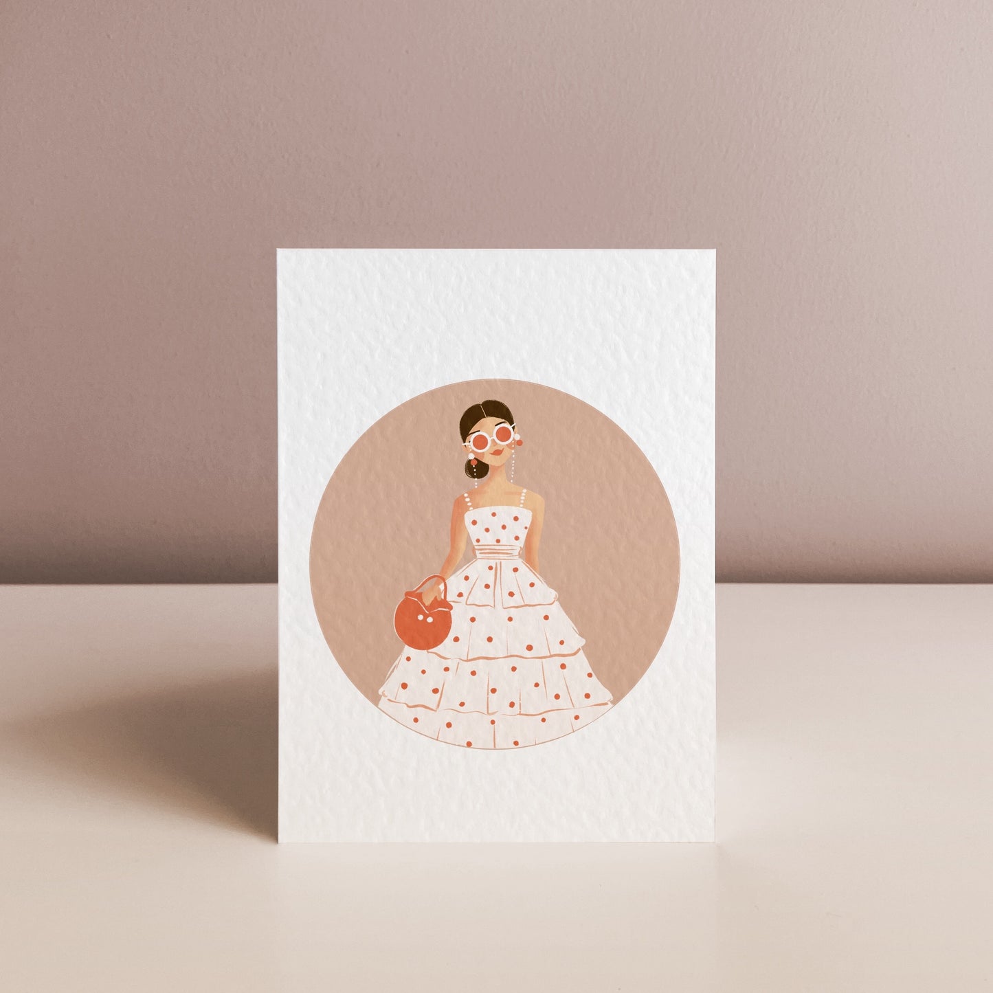LADY IN PINK DRESS, Art Print
