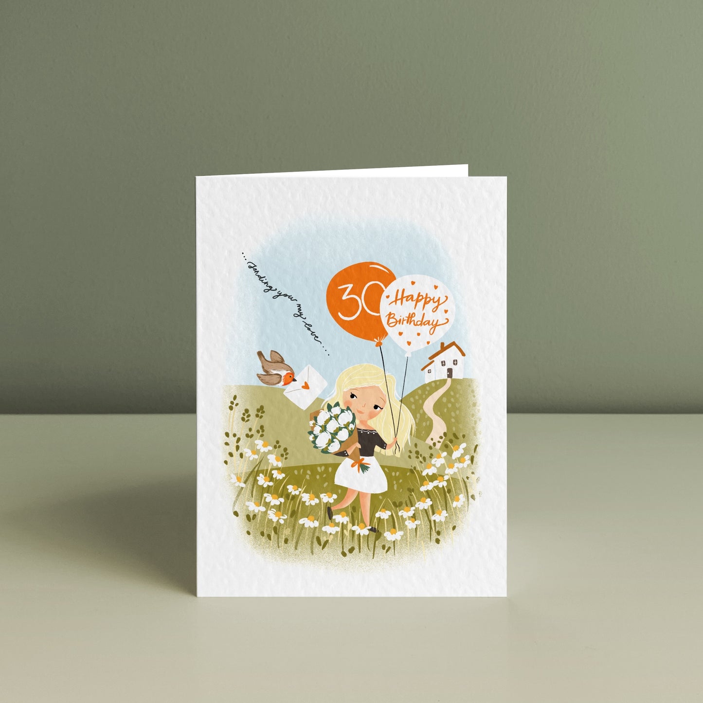 DAISY FIELD, Personalised Birthday Card