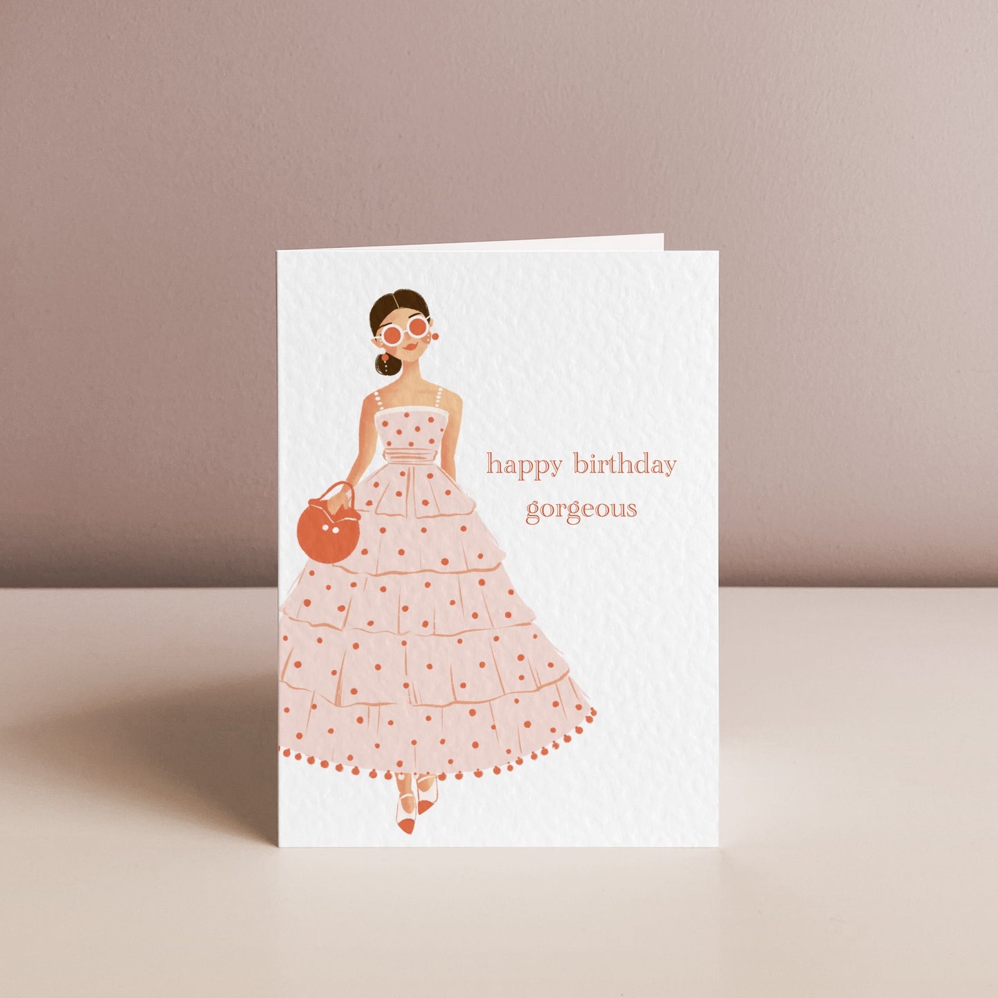 PINK DRESS, Personalised Birthday Card