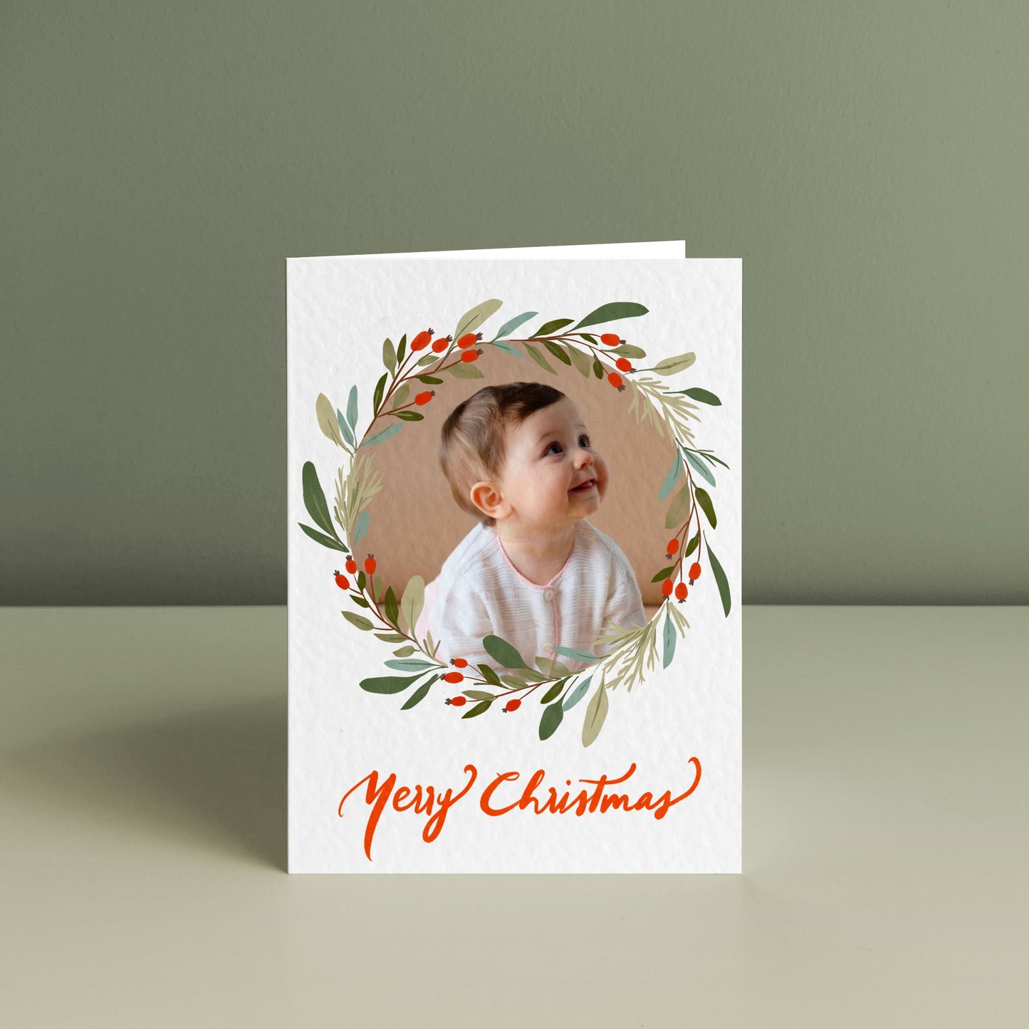 CHRISTMAS WREATH, Christmas Photo Card