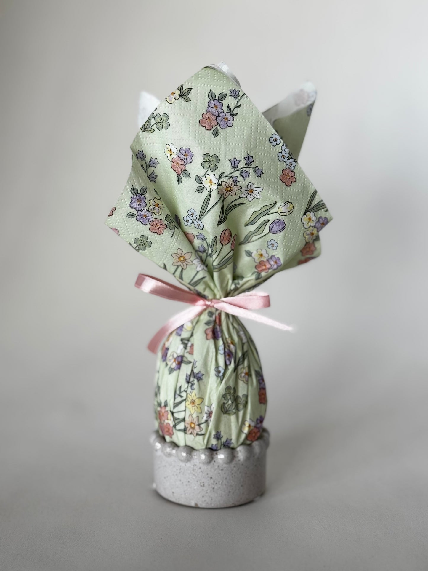 Hand-Painted Personalised Wooden Easter Egg (Bunny with Bow) - MADE TO ORDER