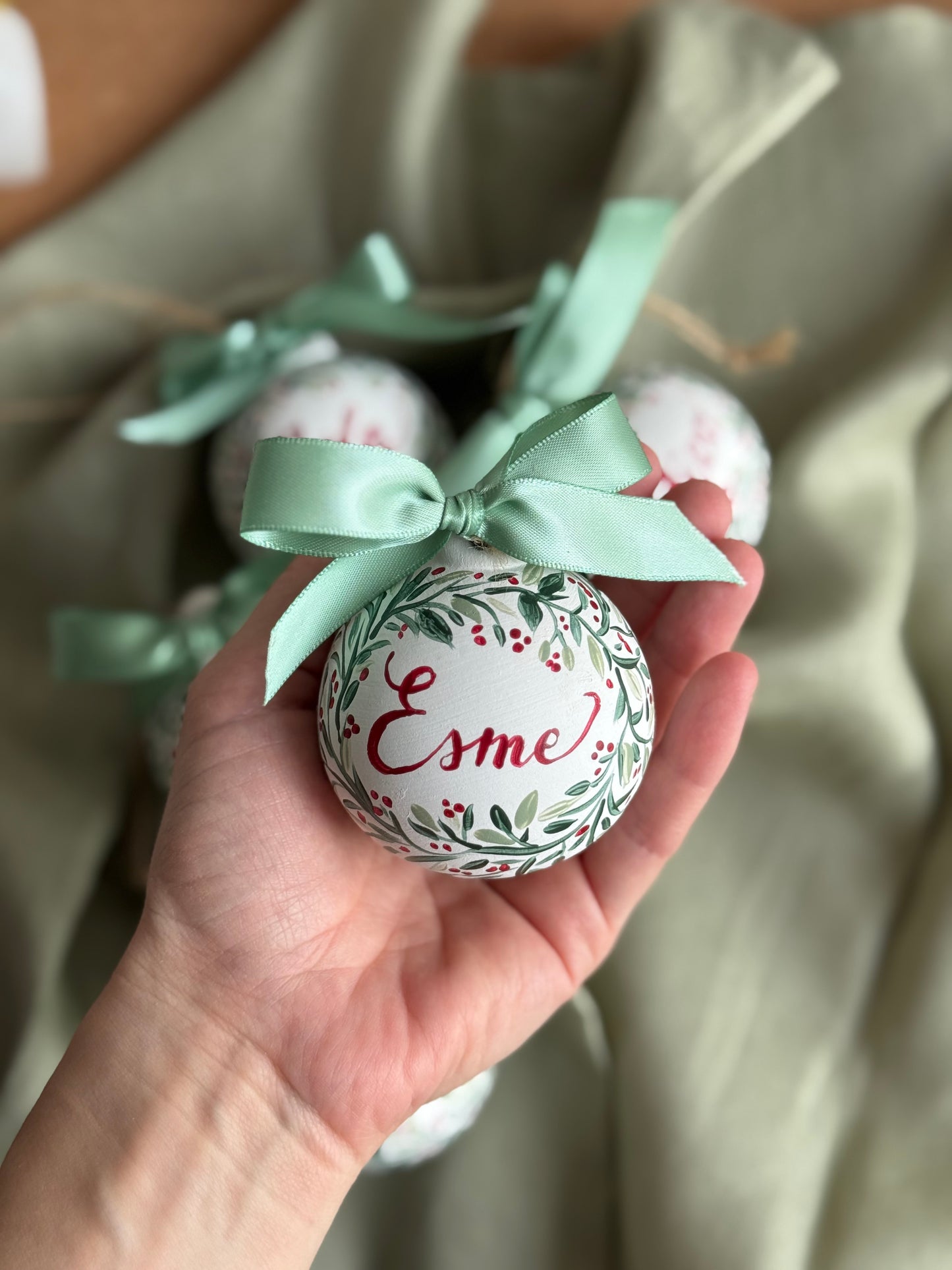 PERSONALISED CHRISTMAS BAUBLE - Hand Painted