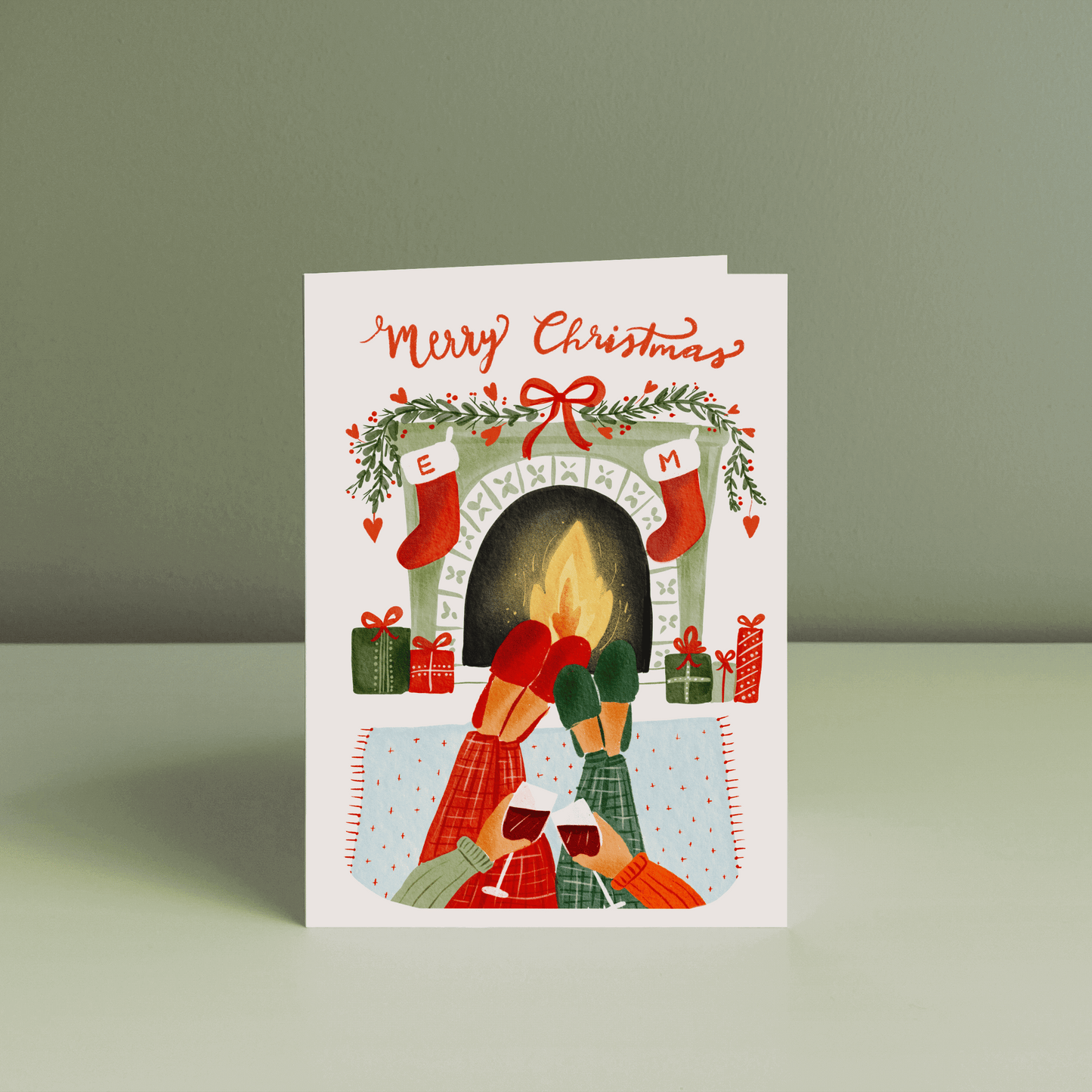 FIRESIDE CHEERS TOGETHER, Personalised Christmas Card