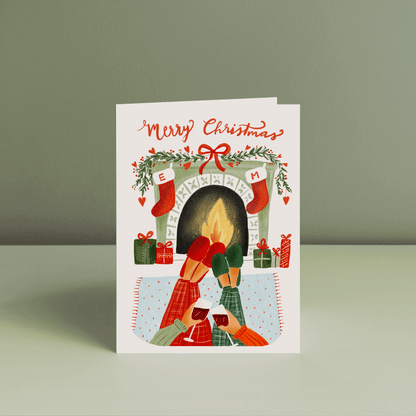 FIRESIDE CHEERS TOGETHER, Personalised Christmas Card