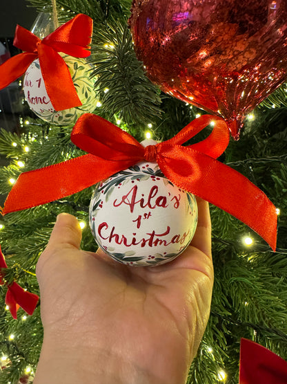 PERSONALISED CHRISTMAS BAUBLE - Hand Painted