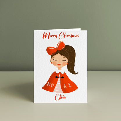 RED CAPE BEAUTY, Personalised Christmas Card