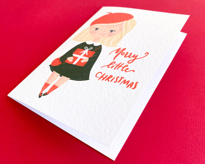 LITTLE GIRL'S JOYFUL CHRISTMAS, Personalised Christmas Card