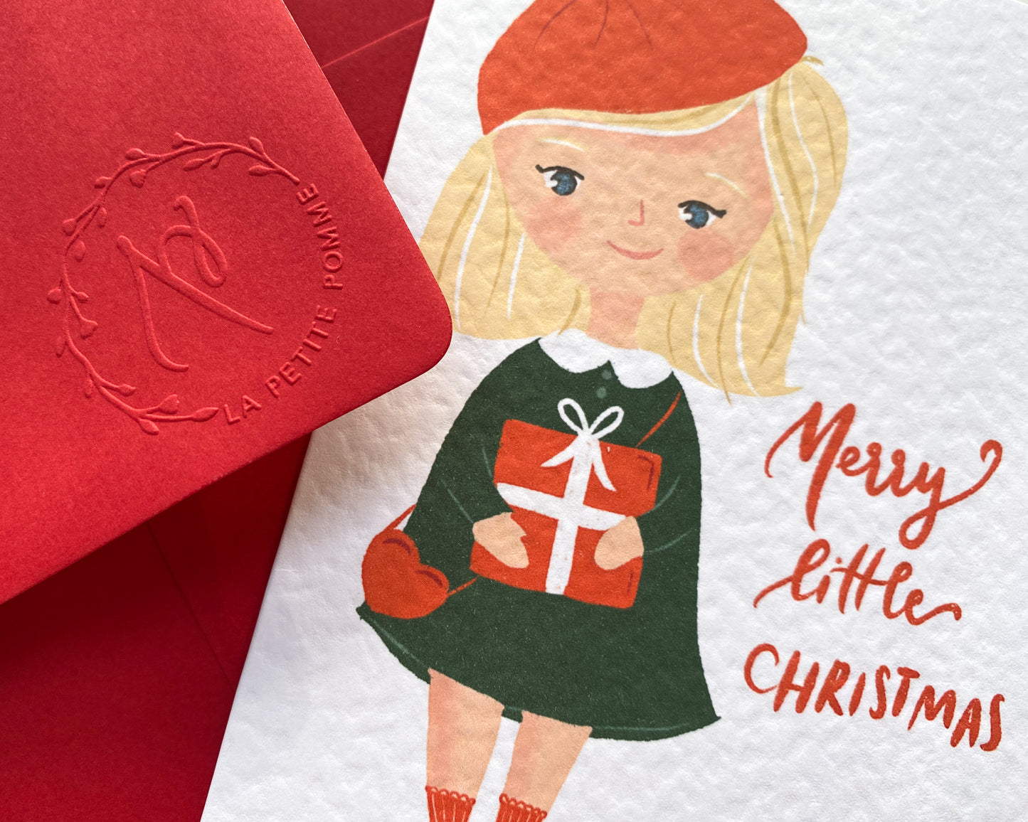 LITTLE GIRL'S JOYFUL CHRISTMAS, Personalised Christmas Card