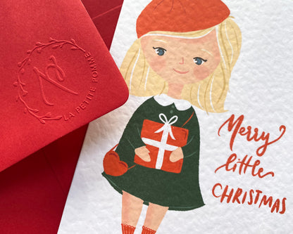 LITTLE GIRL'S JOYFUL CHRISTMAS, Personalised Christmas Card