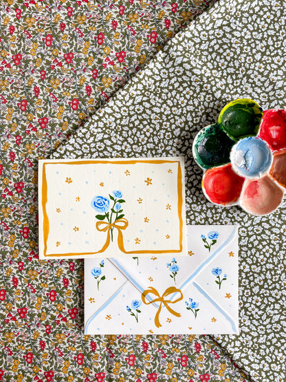 BLUE ROSES, Original Hand-Painted Set
