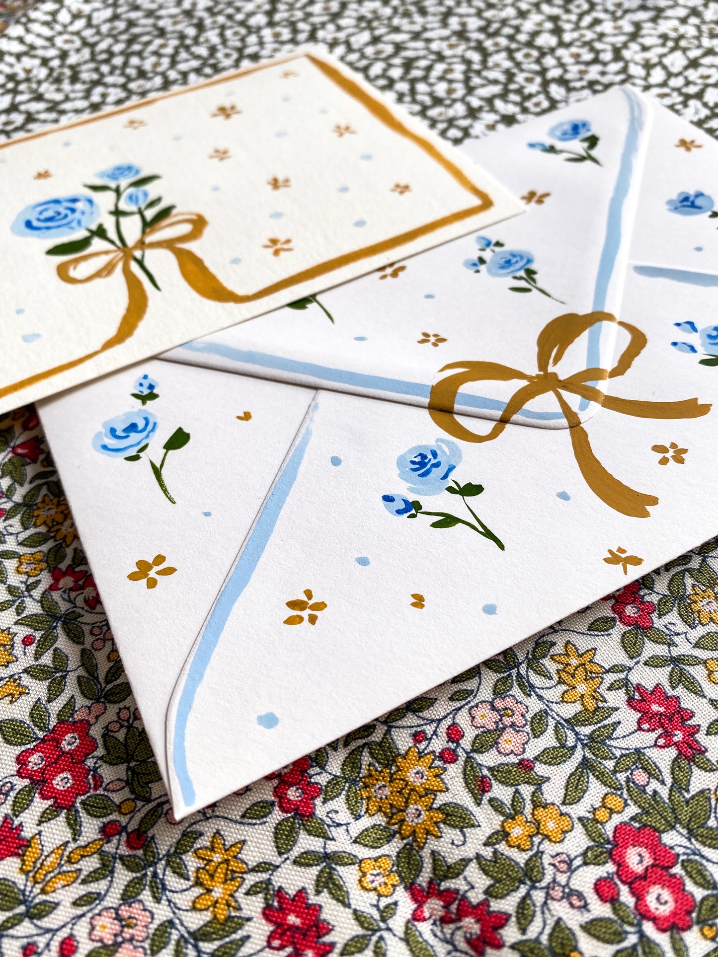 BLUE ROSES, Original Hand-Painted Set