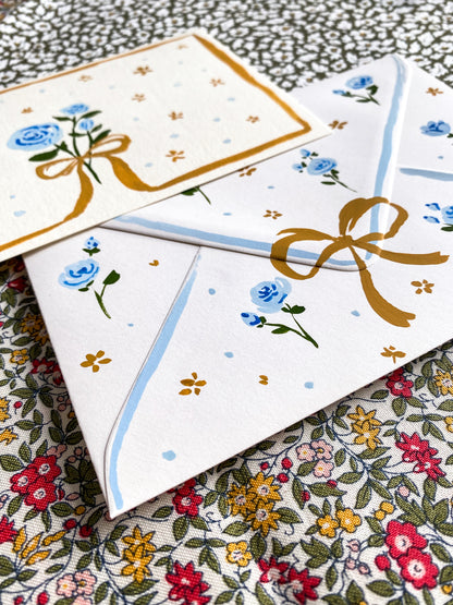 BLUE ROSES, Original Hand-Painted Set