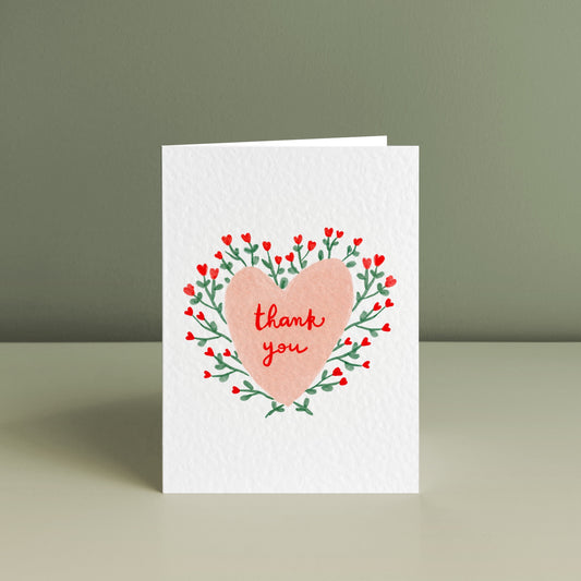 FLORAL HEART, Thank You Card