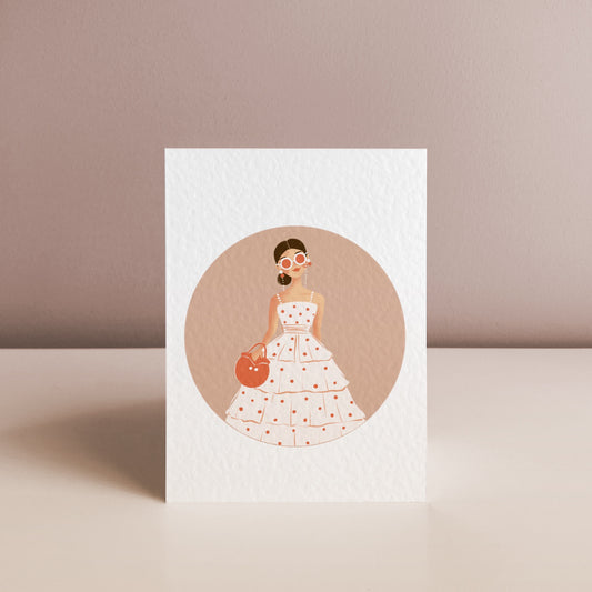 LADY IN PINK DRESS, Art Print