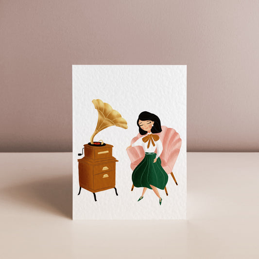 LISTENING TO MUSIC, Art Print