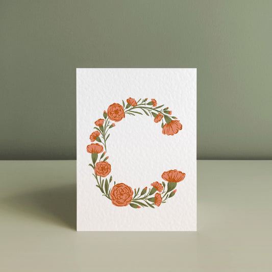 FLORAL LETTER C, Art Print
