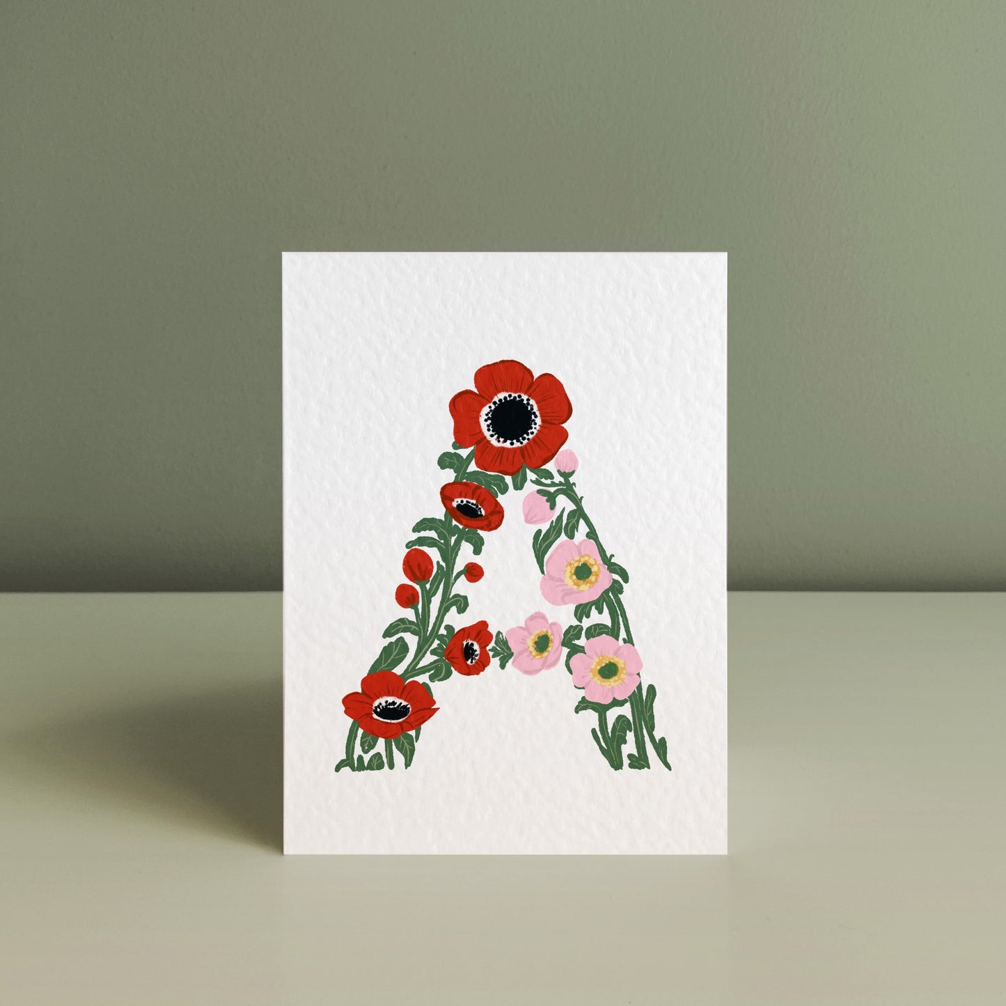 FLORAL LETTER A, Art Print