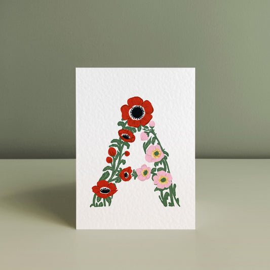 FLORAL LETTER A, Art Print