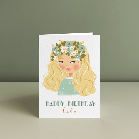 BLONDE BEAUTY, Personalised Birthday Card