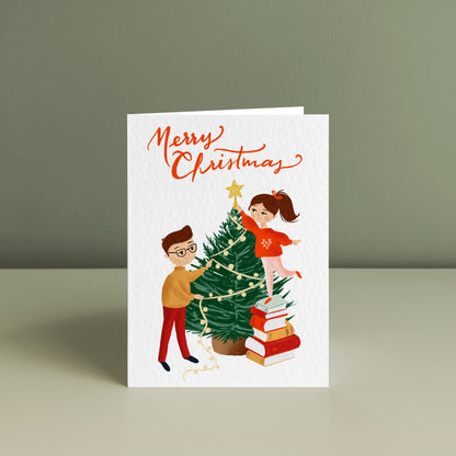 DECORATING THE CHRISTMAS TREE, Christmas Card
