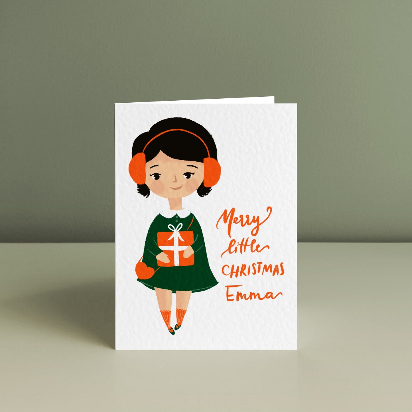 LITTLE GIRL'S JOYFUL CHRISTMAS, Personalised Christmas Card