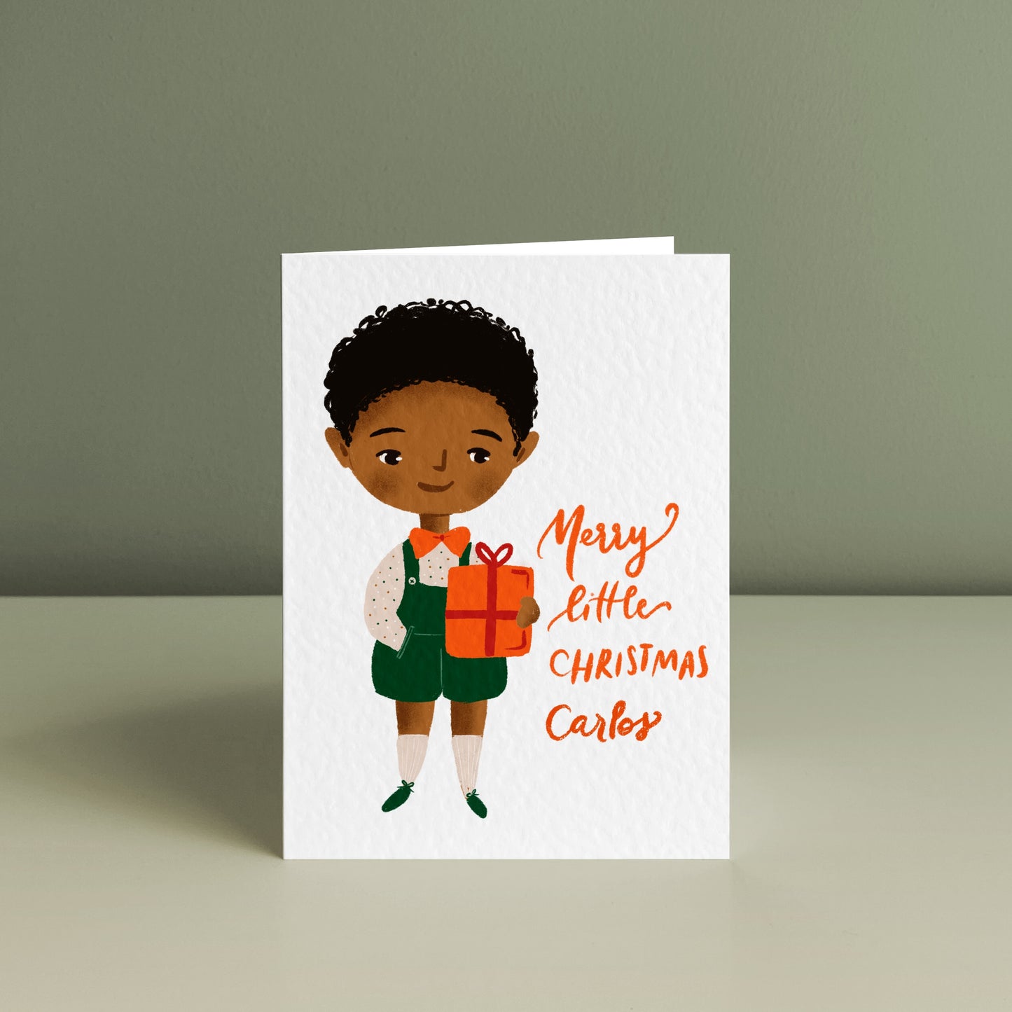 LITTLE BOY'S JOYFUL CHRISTMAS, Personalised Christmas Card