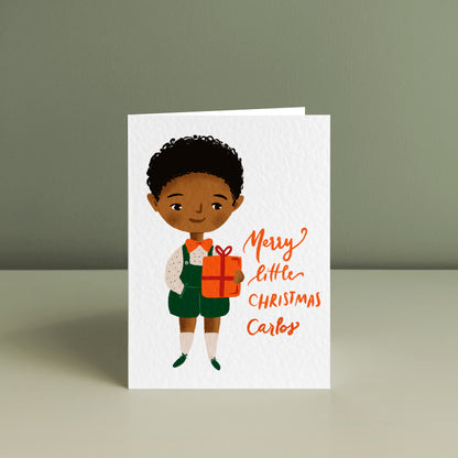 LITTLE BOY'S JOYFUL CHRISTMAS, Personalised Christmas Card