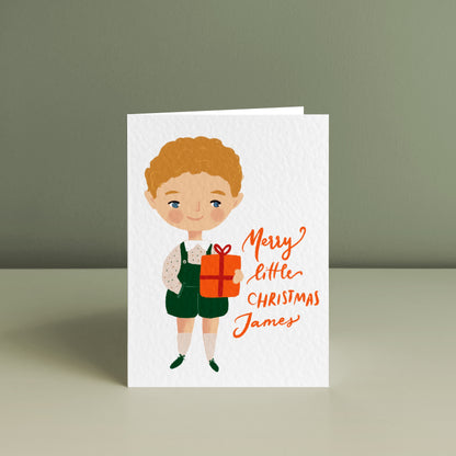 LITTLE BOY'S JOYFUL CHRISTMAS, Personalised Christmas Card