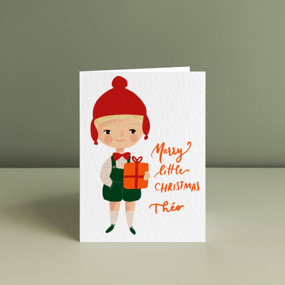 LITTLE BOY'S JOYFUL CHRISTMAS, Personalised Christmas Card