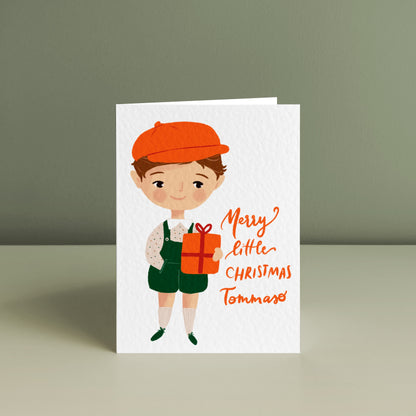 LITTLE BOY'S JOYFUL CHRISTMAS, Personalised Christmas Card
