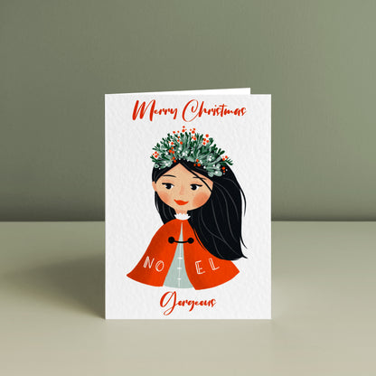 RED CAPE BEAUTY, Personalised Christmas Card