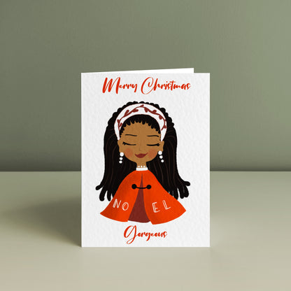 RED CAPE BEAUTY, Personalised Christmas Card