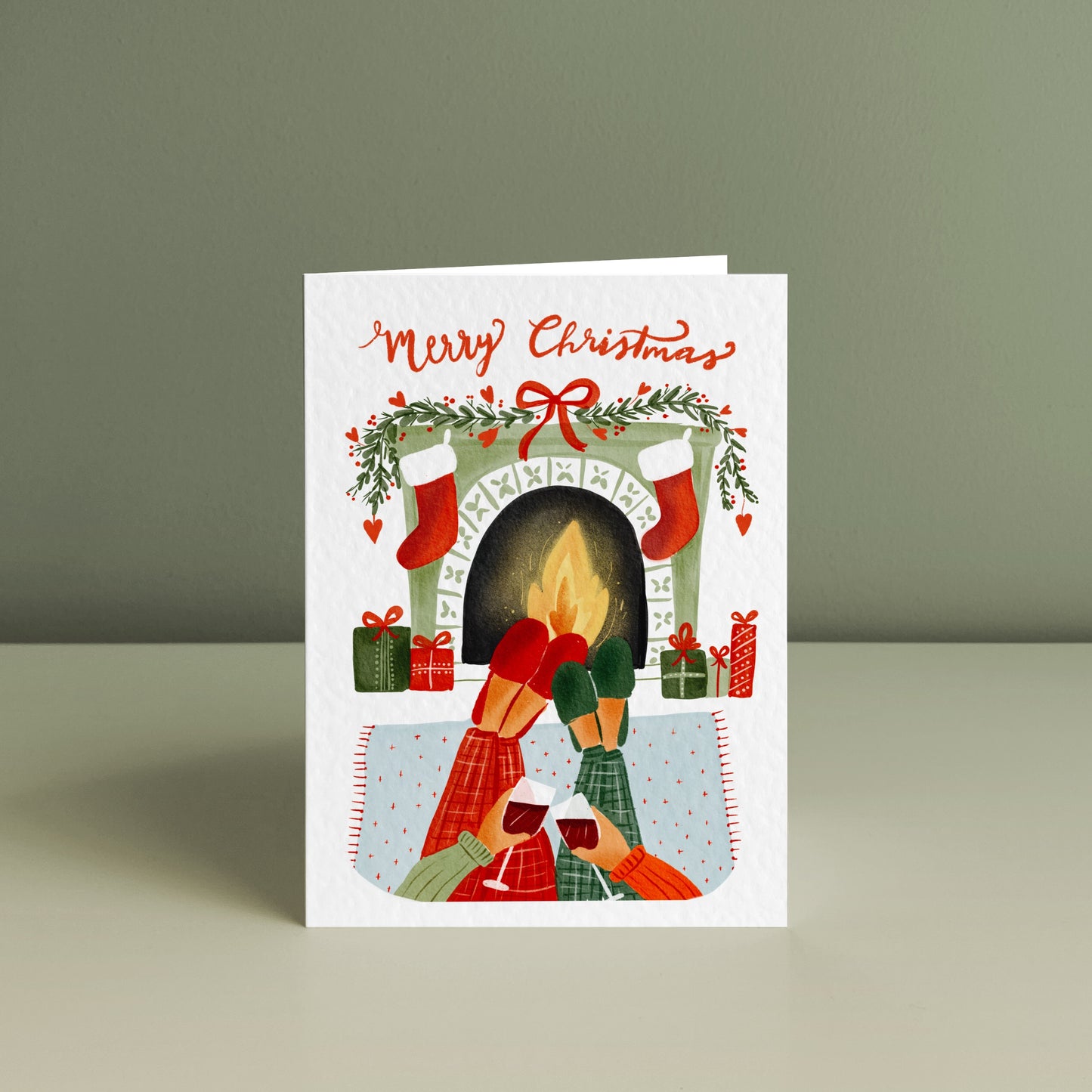 FIRESIDE CHEERS TOGETHER, Personalised Christmas Card