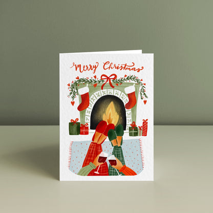 FIRESIDE CHEERS TOGETHER, Personalised Christmas Card