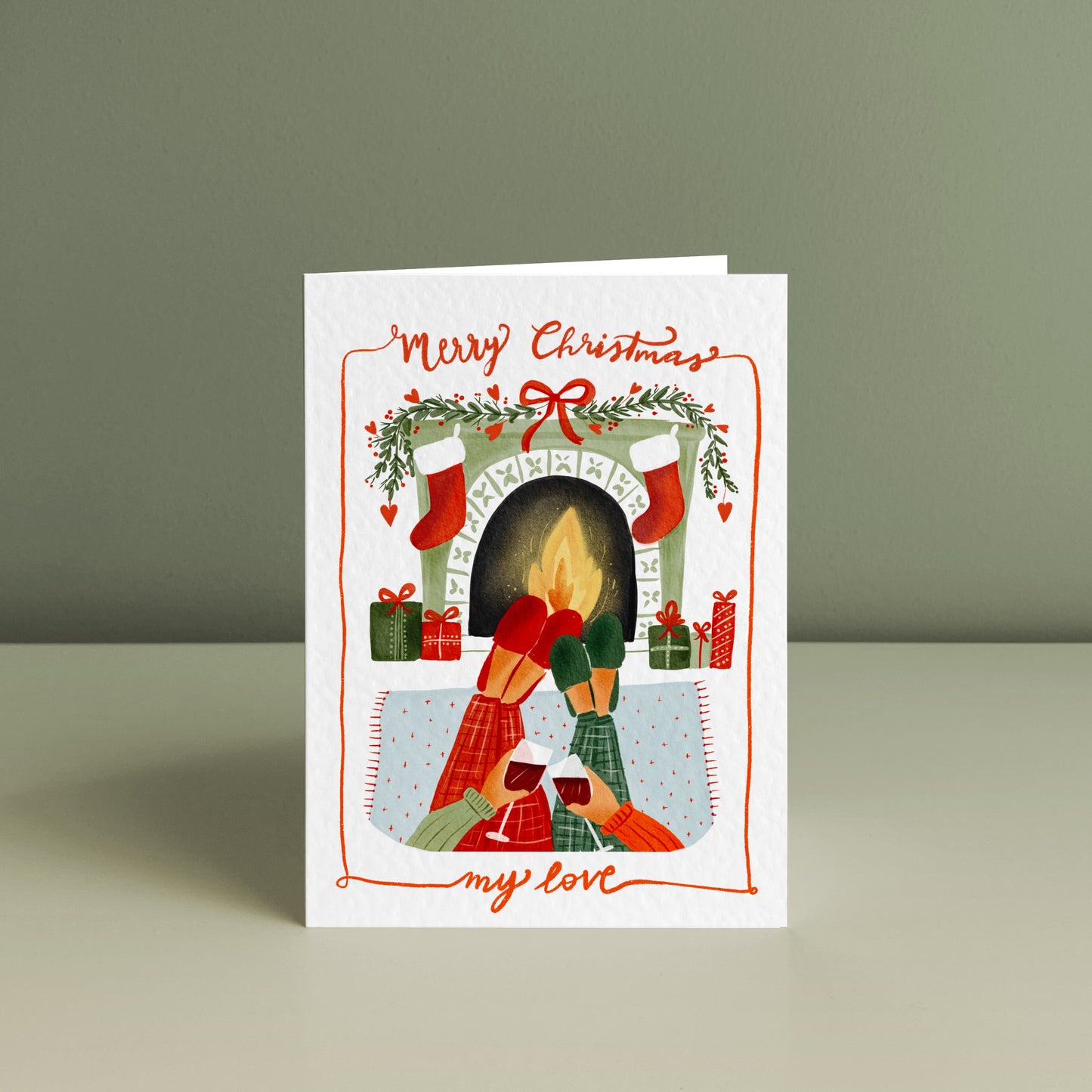 FIRESIDE CHEERS TOGETHER, Personalised Christmas Card