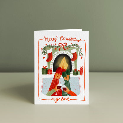 FIRESIDE CHEERS TOGETHER, Personalised Christmas Card