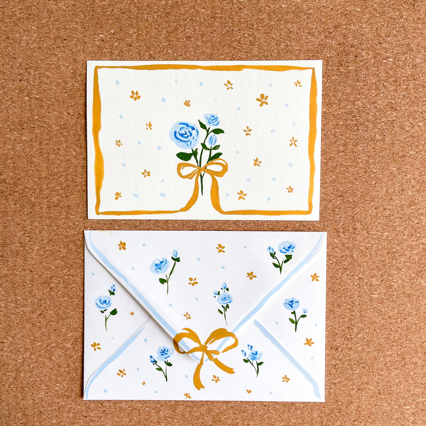 BLUE ROSES, Original Hand-Painted Set