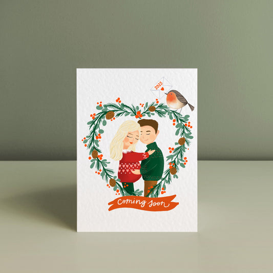PREGNANCY ANNOUNCEMENT PORTRAIT - Personalised Christmas Card