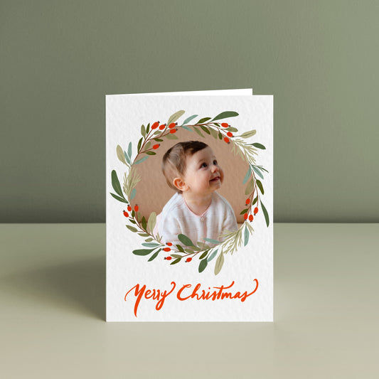 CHRISTMAS WREATH, Christmas Photo Card