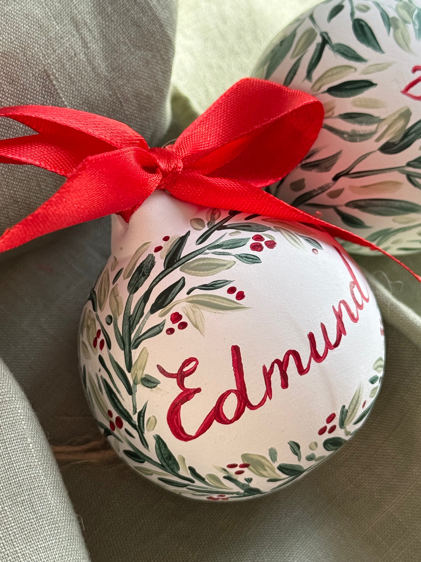 PERSONALISED CHRISTMAS BAUBLE - Hand Painted