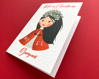 RED CAPE BEAUTY, Personalised Christmas Card