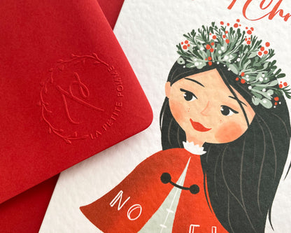 RED CAPE BEAUTY, Personalised Christmas Card