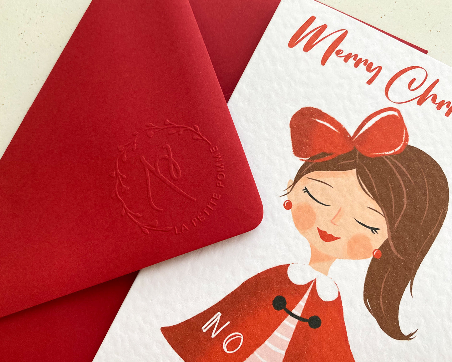 RED CAPE BEAUTY, Personalised Christmas Card