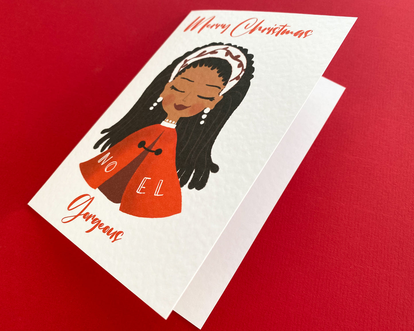 RED CAPE BEAUTY, Personalised Christmas Card