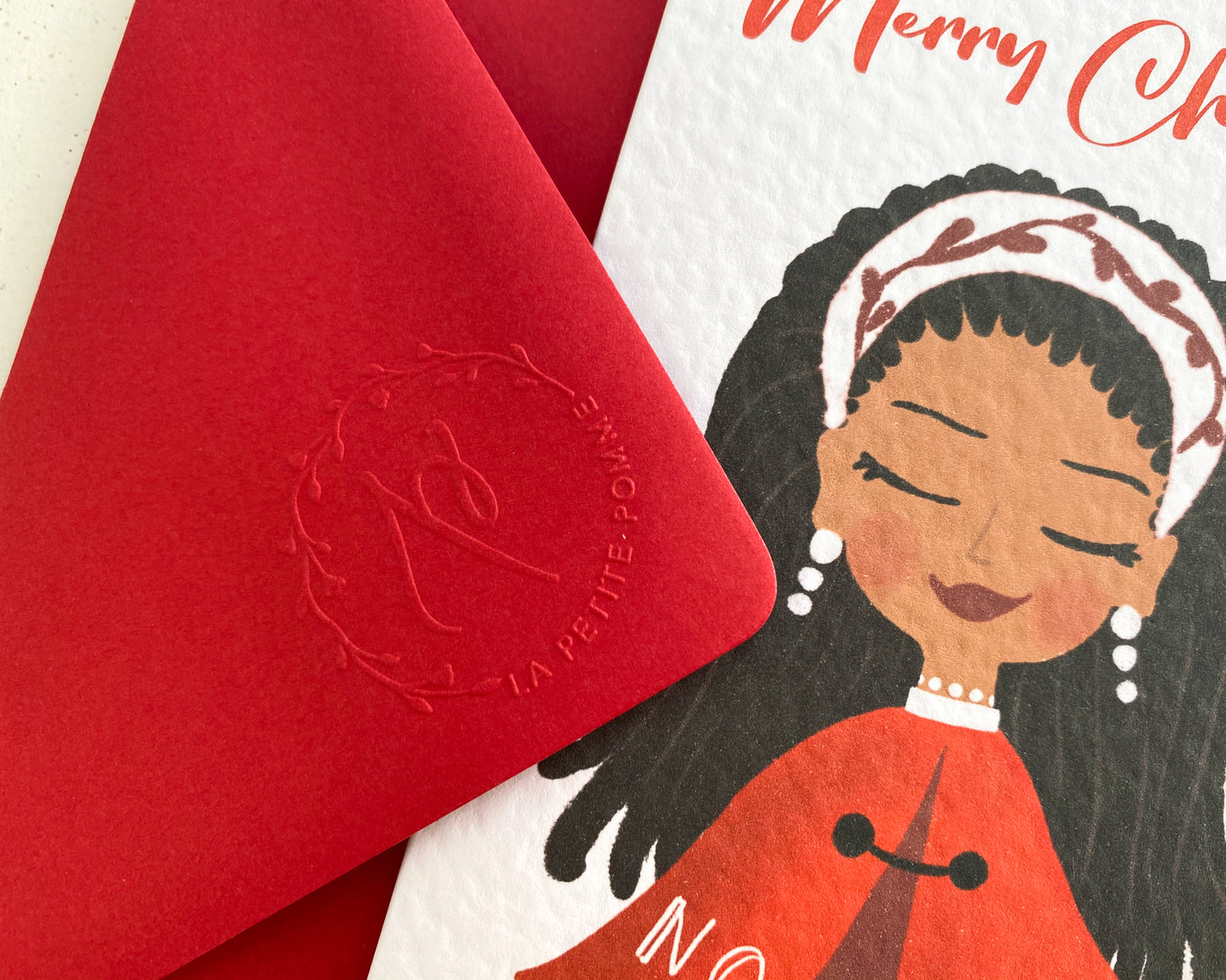 RED CAPE BEAUTY, Personalised Christmas Card