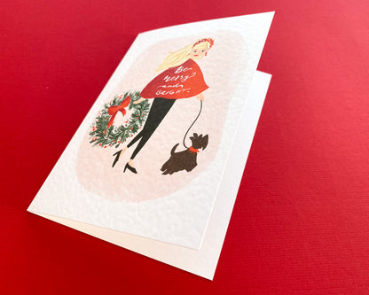 LADY WITH DOG, Christmas Card