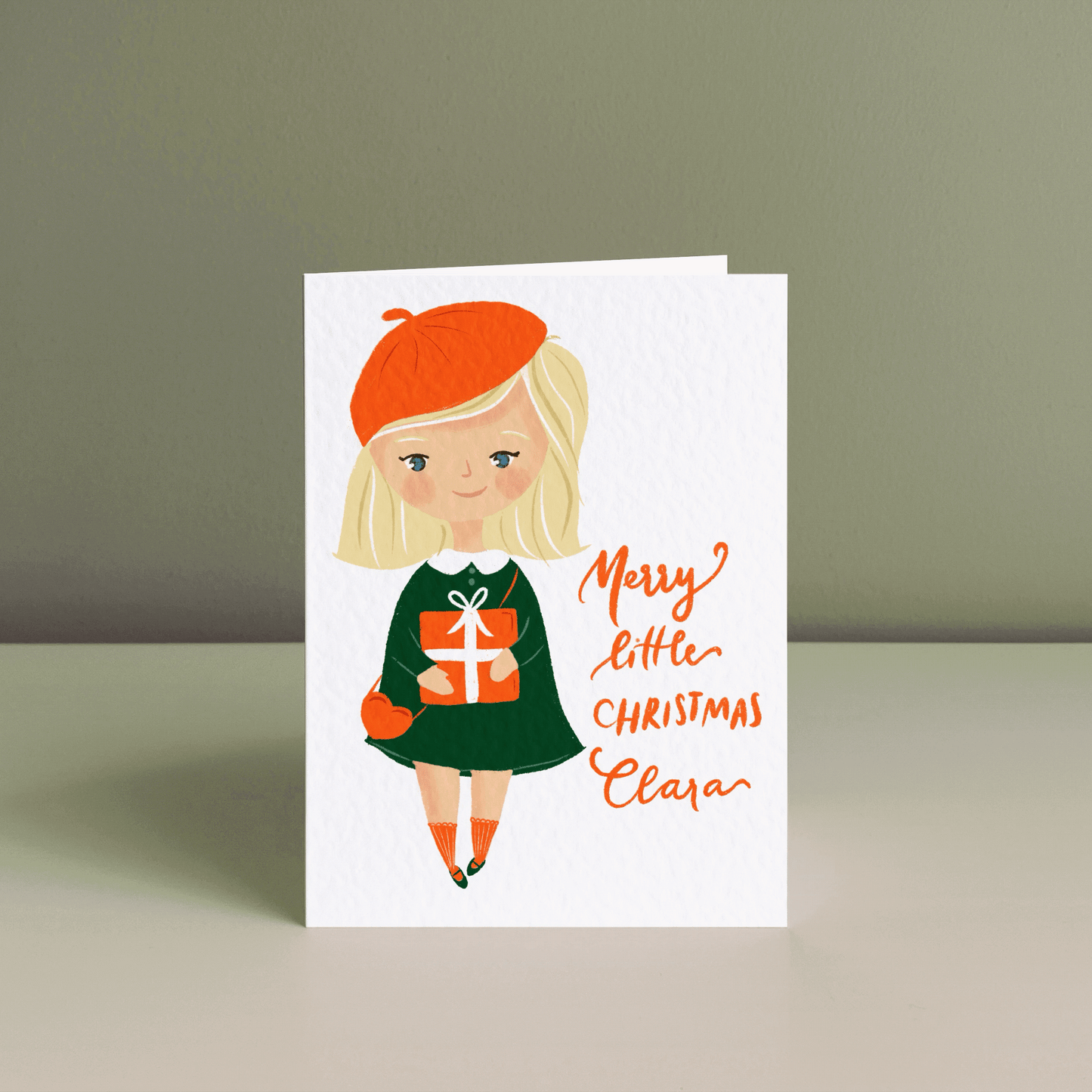 LITTLE GIRL'S JOYFUL CHRISTMAS, Personalised Christmas Card