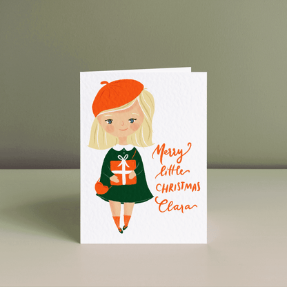 LITTLE GIRL'S JOYFUL CHRISTMAS, Personalised Christmas Card