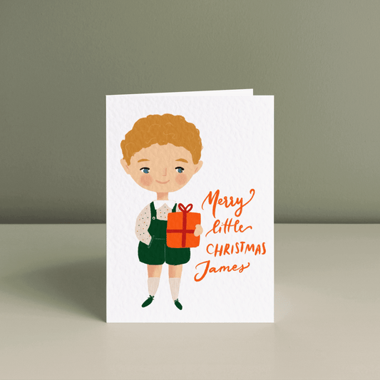 LITTLE BOY'S JOYFUL CHRISTMAS, Personalised Christmas Card